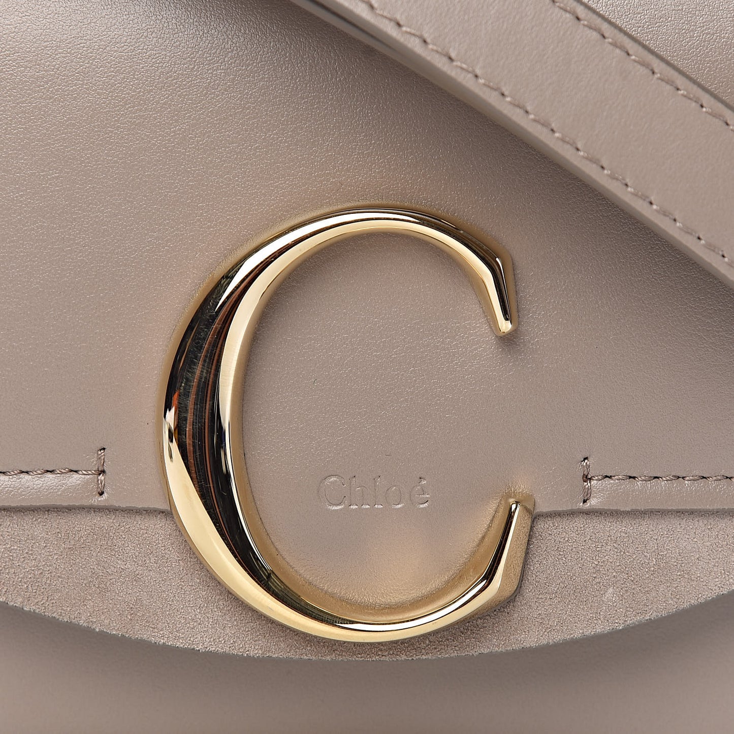 Shiny Calfskin Suede Mini C Bag Motty Grey