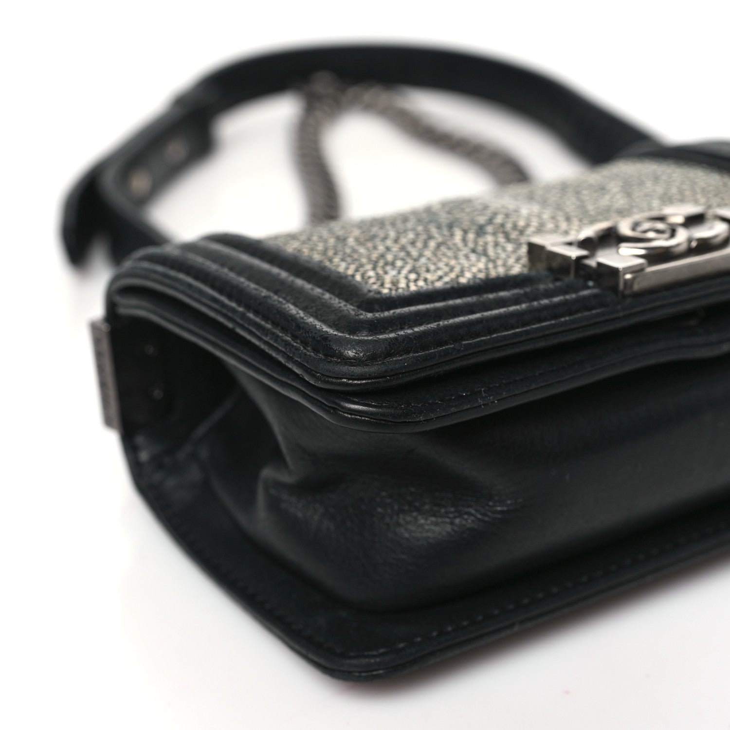 Chanel Galuchat Stingray Mini Boy Flap Black Silver 9 of 11
