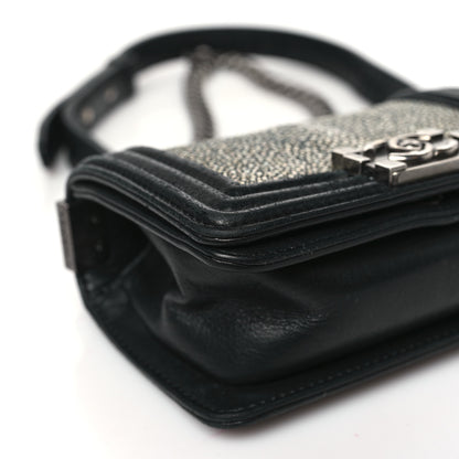 Chanel Galuchat Stingray Mini Boy Flap Black Silver 9 of 11