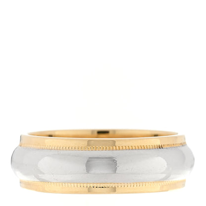 Tiffany Platinum 18K Yellow Gold 6mm Together Milgrain Wedding Band Ring 51 5.75 1 of 5