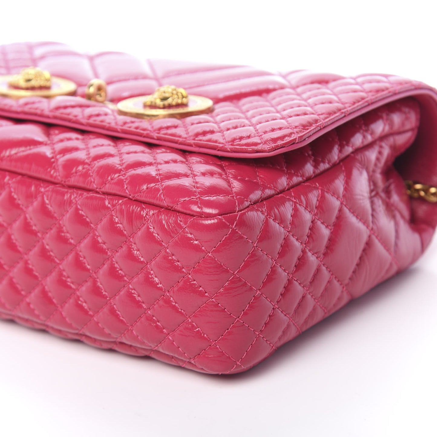 Patent Nappa Quilted Medium Icon Shoulder Bag Fuchsia