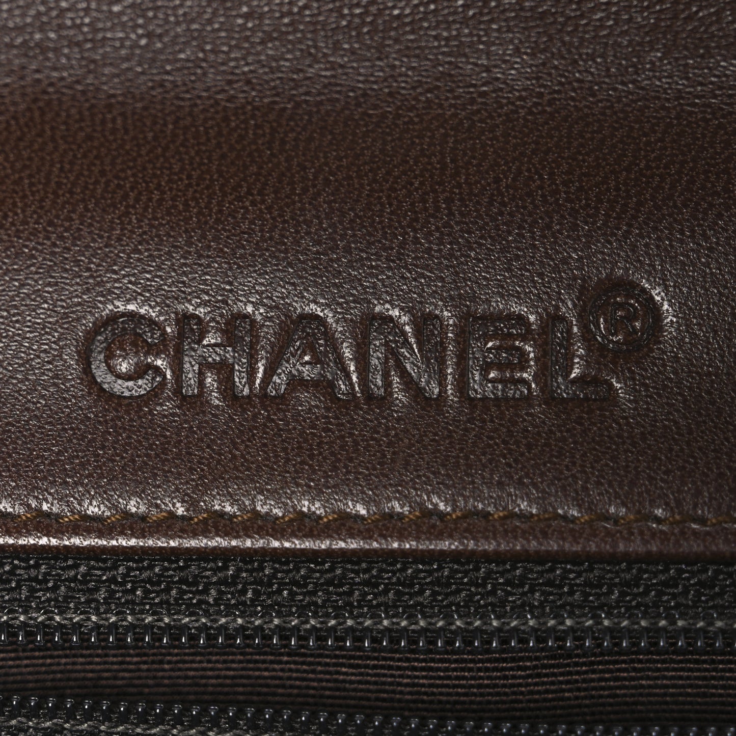 Lambskin Square Double Stitch Flap Dark Brown
