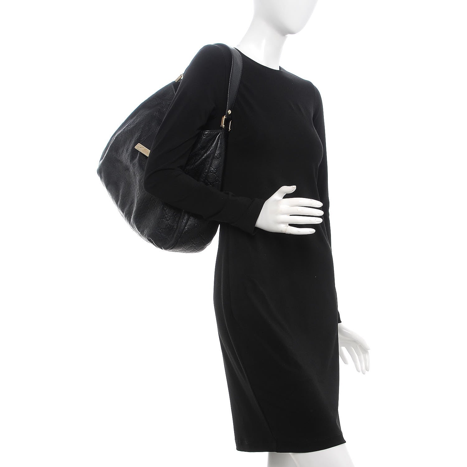 Gucci Guccissima Large New Ladies Web Hobo Black 2 of 9