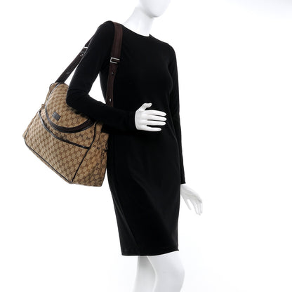 Gucci Monogram Natural Pigskin Large Diaper Bag Beige Ebony Cocoa Dark Chocolate 2 of 7