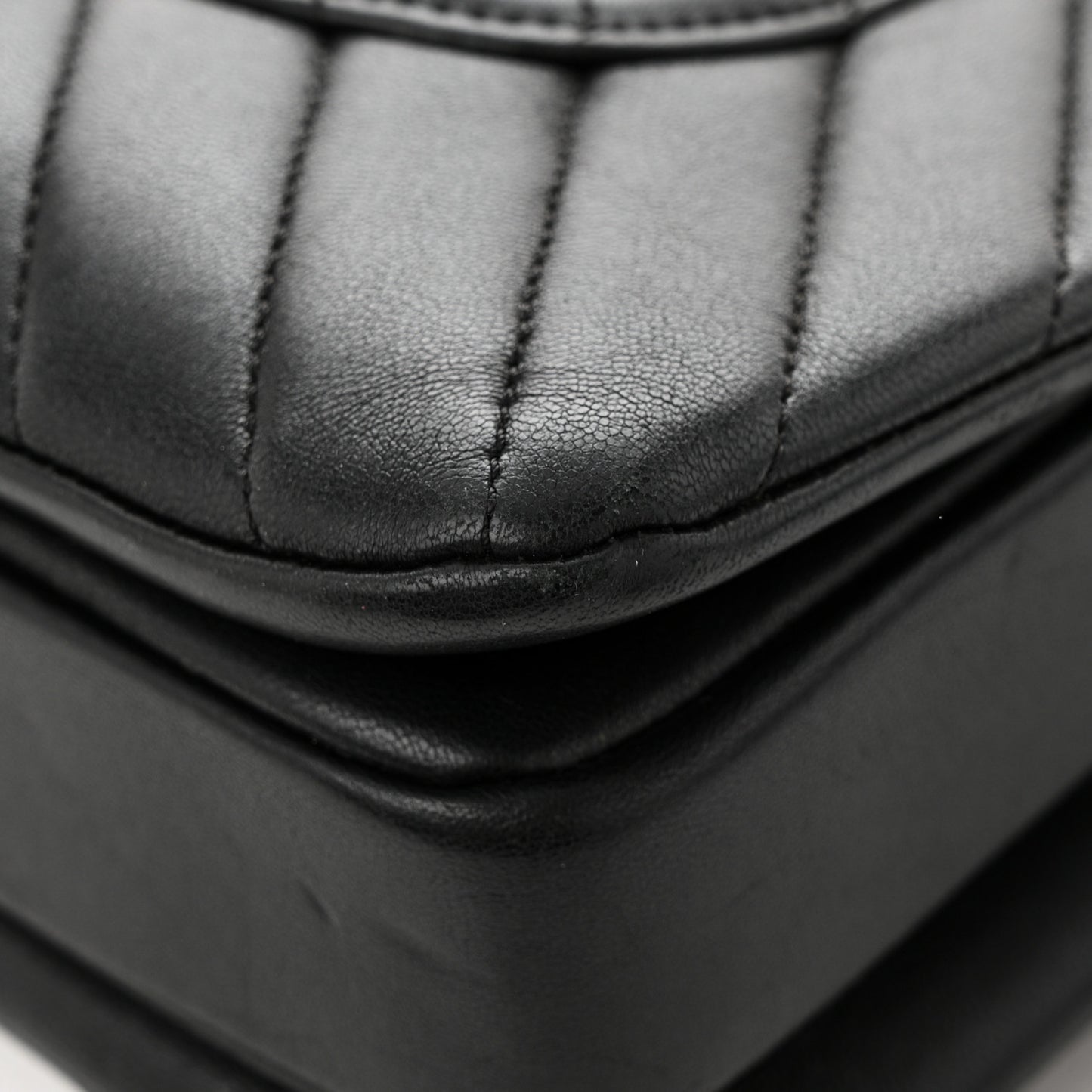 Lambskin Chevron Quilted Small Trendy CC Dual Handle Flap Bag Black