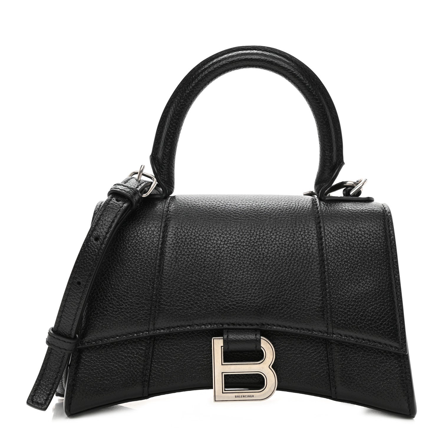 Balenciaga Grained Calfskin Hourglass Top Handle Bag XS Black 1 of 11