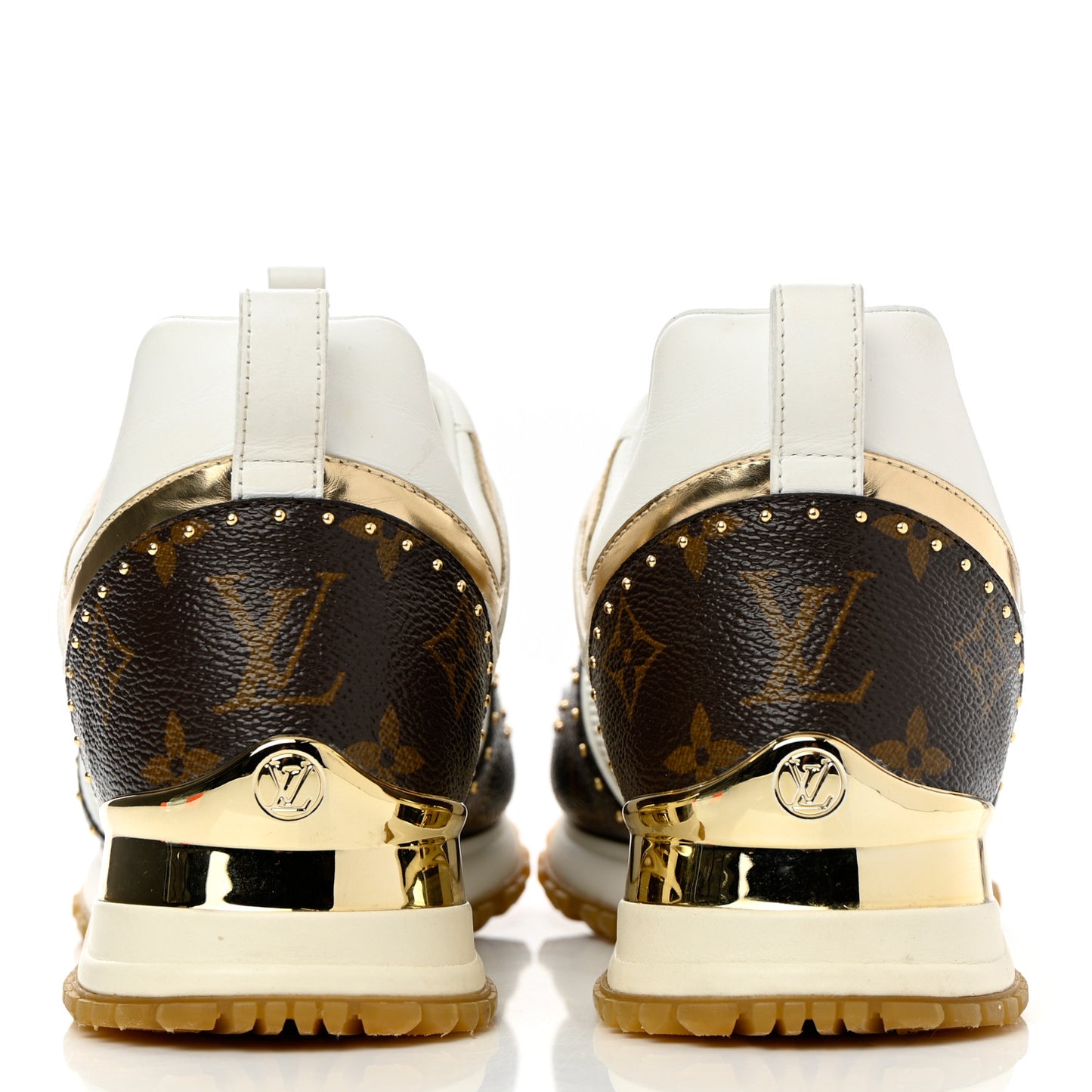 Calfskin Monogram Embellished Run Away Sneakers 36 White