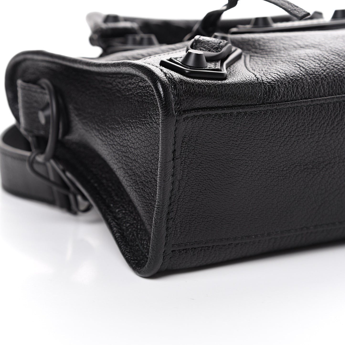 Shiny Goatskin Matte Black Metallic Edge Hardware Mini City Black