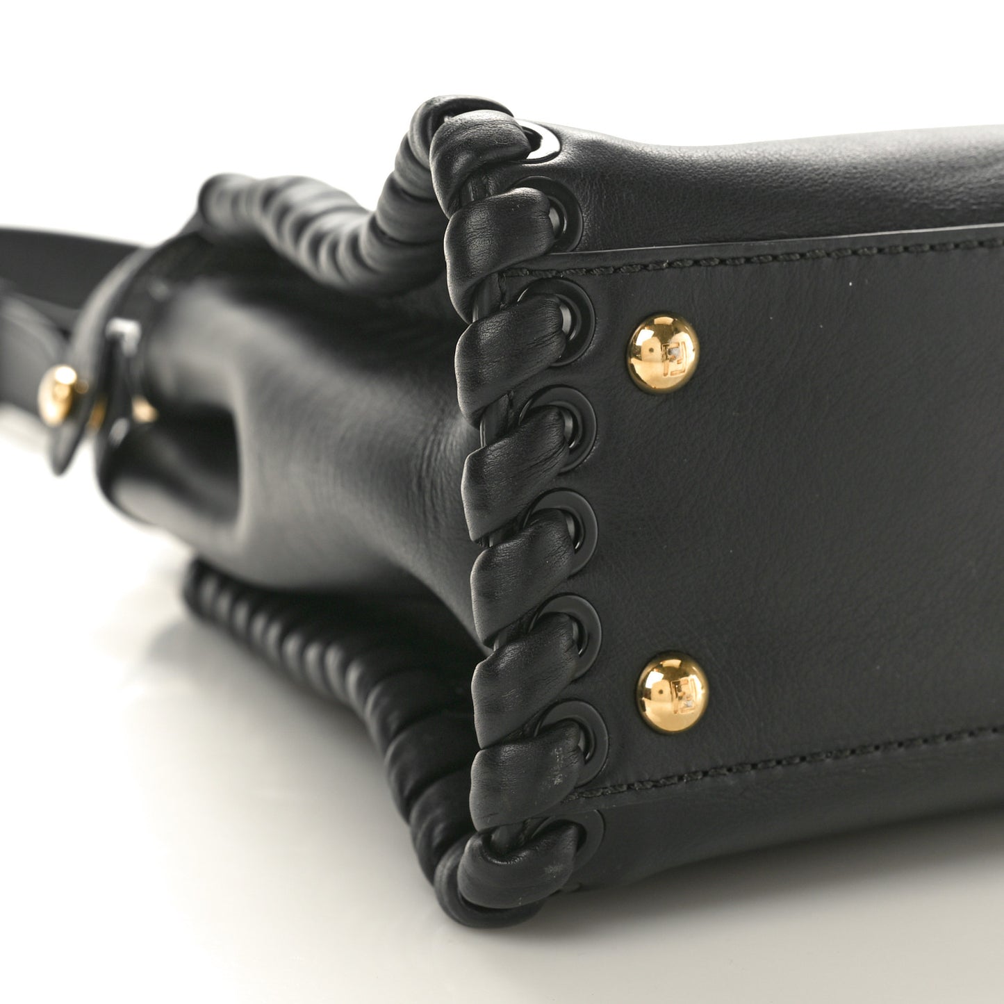 Vitello Seta Lace Up Medium Peekaboo Iconic Satchel Black