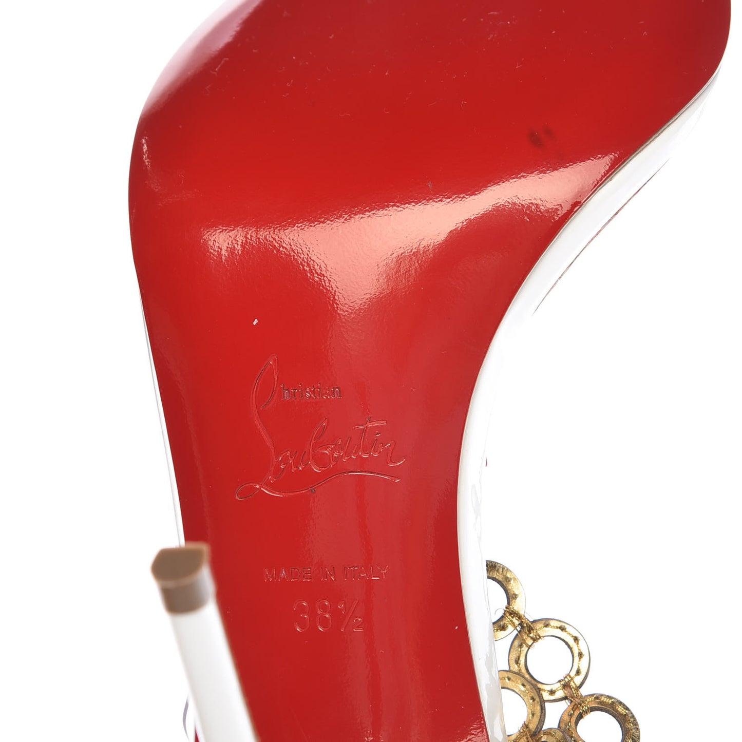 Patent PVC Malaika Half Dorsay 100 Pumps 38.5 White Gold