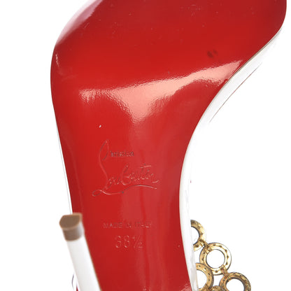 Christian Louboutin Patent PVC Malaika Half Dorsay 100 Pumps 38.5 White Gold 6 of 10