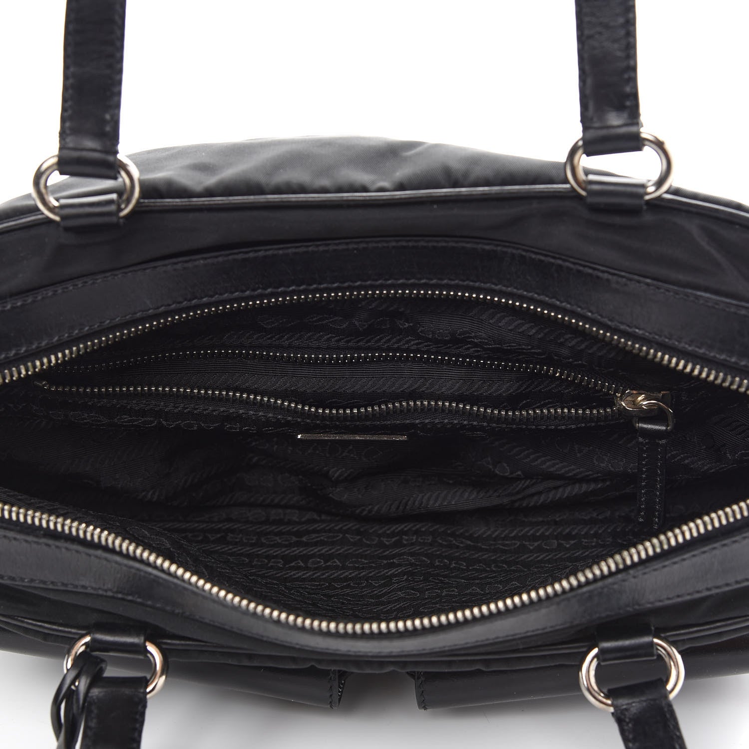 Prada Tessuto Nylon City Calf Satchel Black 7 of 10