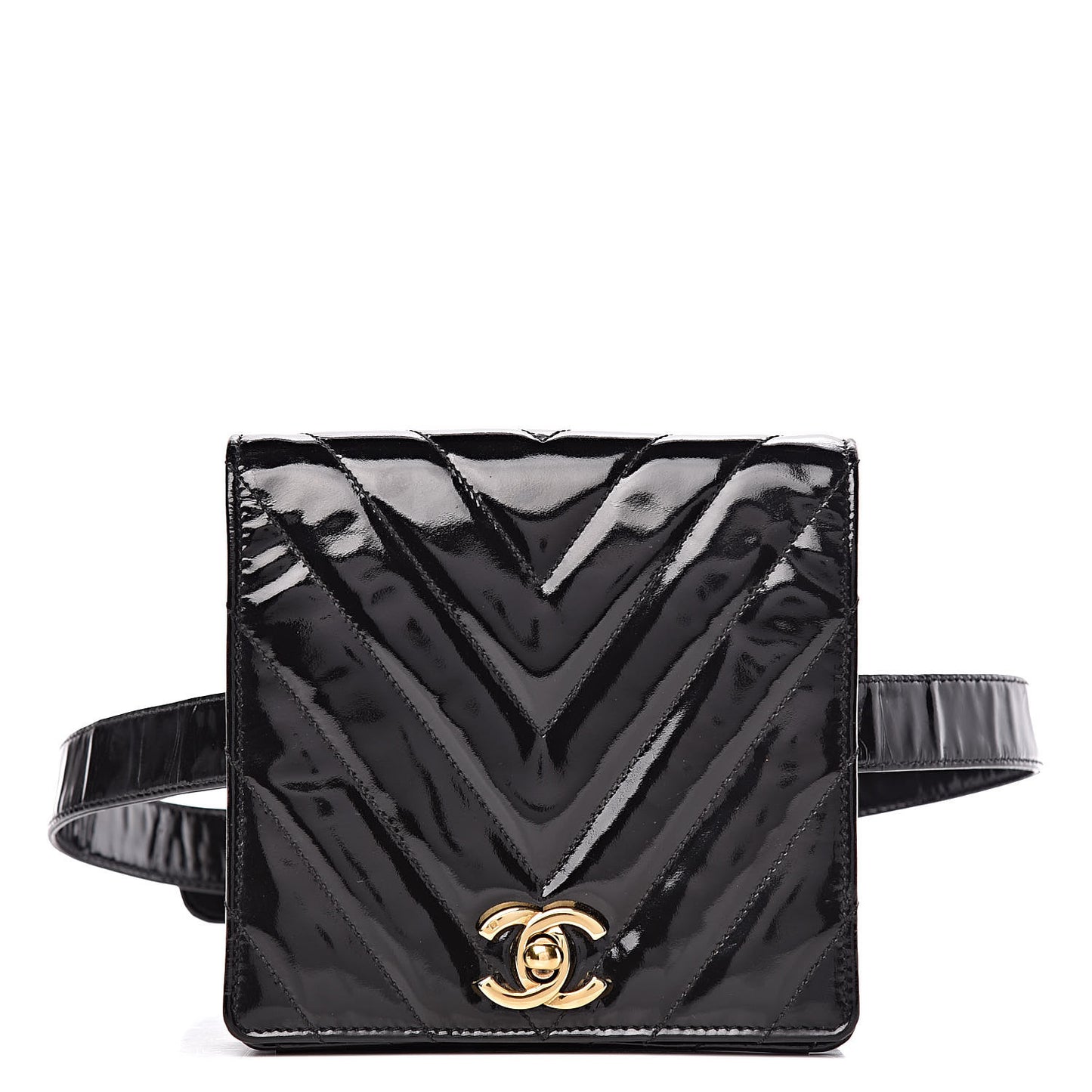 Patent Chevron Quilted Belt Bag 70 28 Black