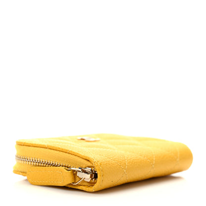 Chanel Caviar Quilted Zip Coin Purse Yellow 4 of 8