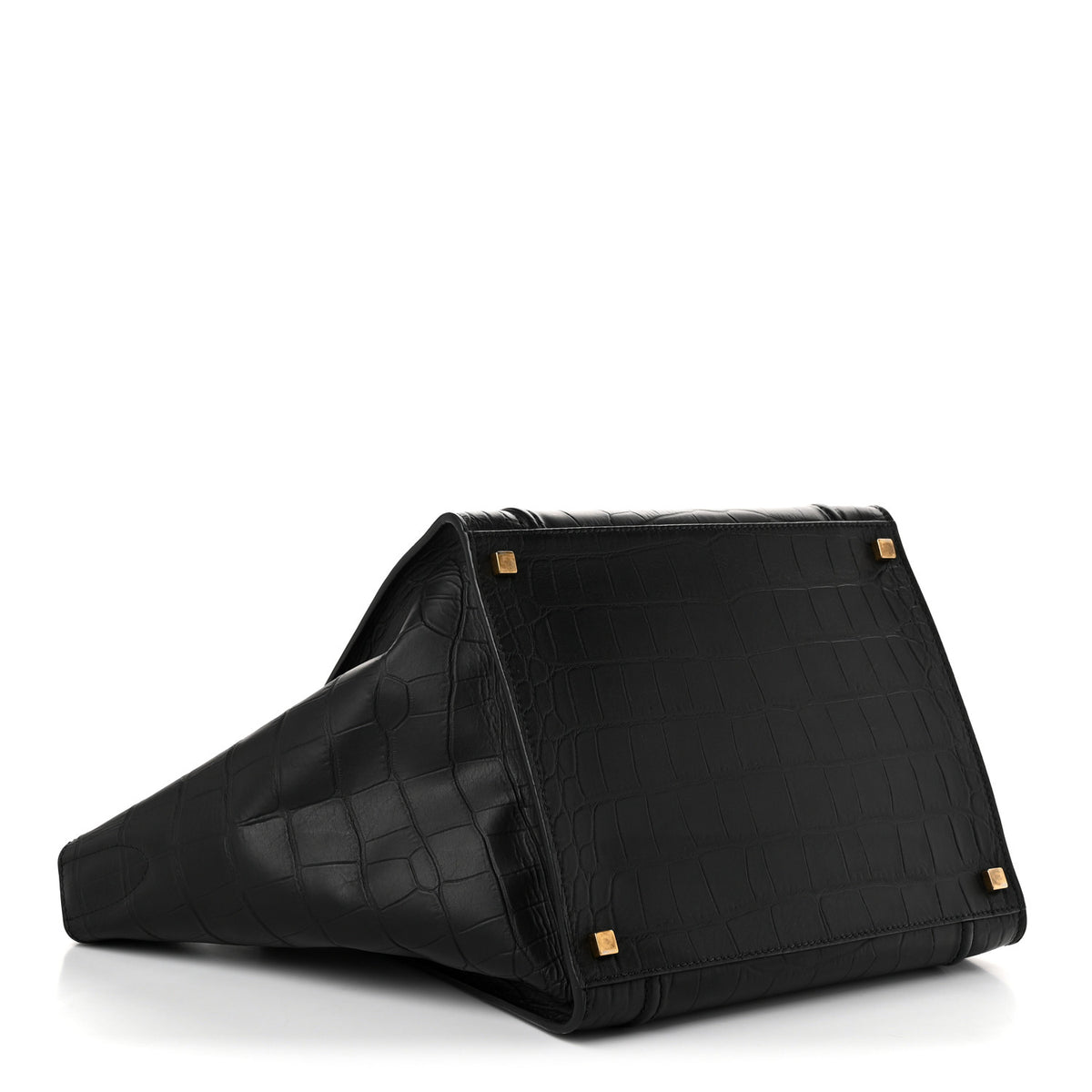 Crocodile Embossed Calfskin Medium Phantom Luggage Black