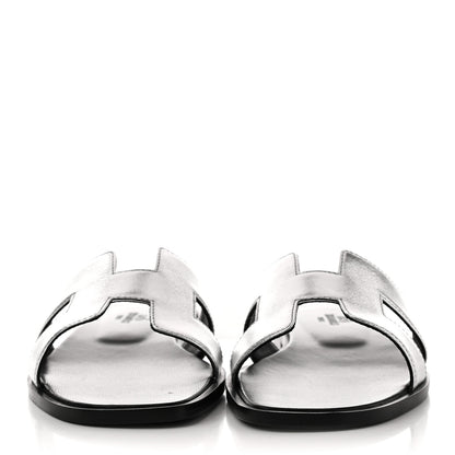 Hermes Metallic Nappa Calfskin Oran Sandals 36 Argent 2 of 10