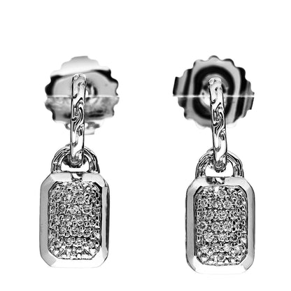 John Hardy Sterling Silver Diamond Pave Drop Hoop Earrings 1 of 4