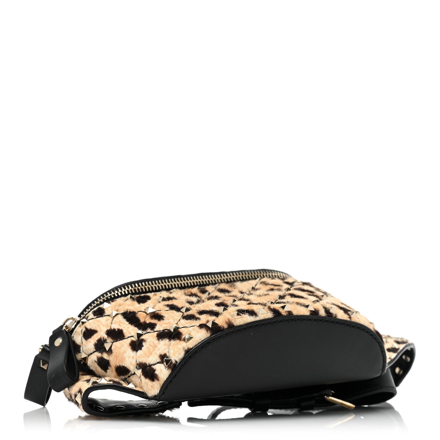 Valentino Garavani Calfskin Pony Hair Leopard Print Rockstud Spike Belt Bag 75 4 of 14