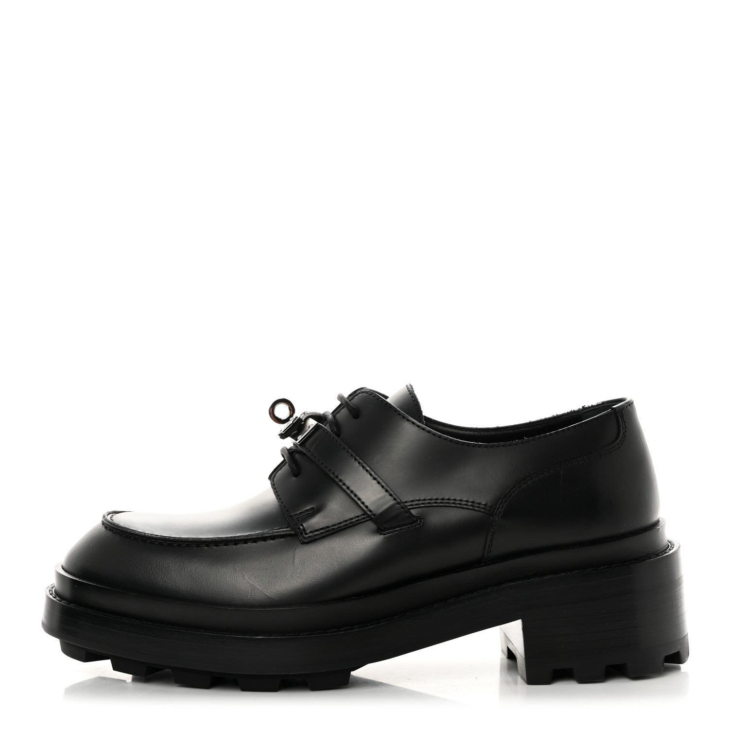 Hermes Glossed Calfskin First Oxford 38.5 Black 1 of 9