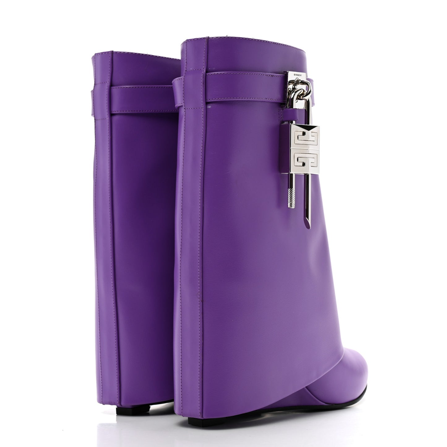 Calfskin Shark Lock Ankle Boots 38 Ultraviolet