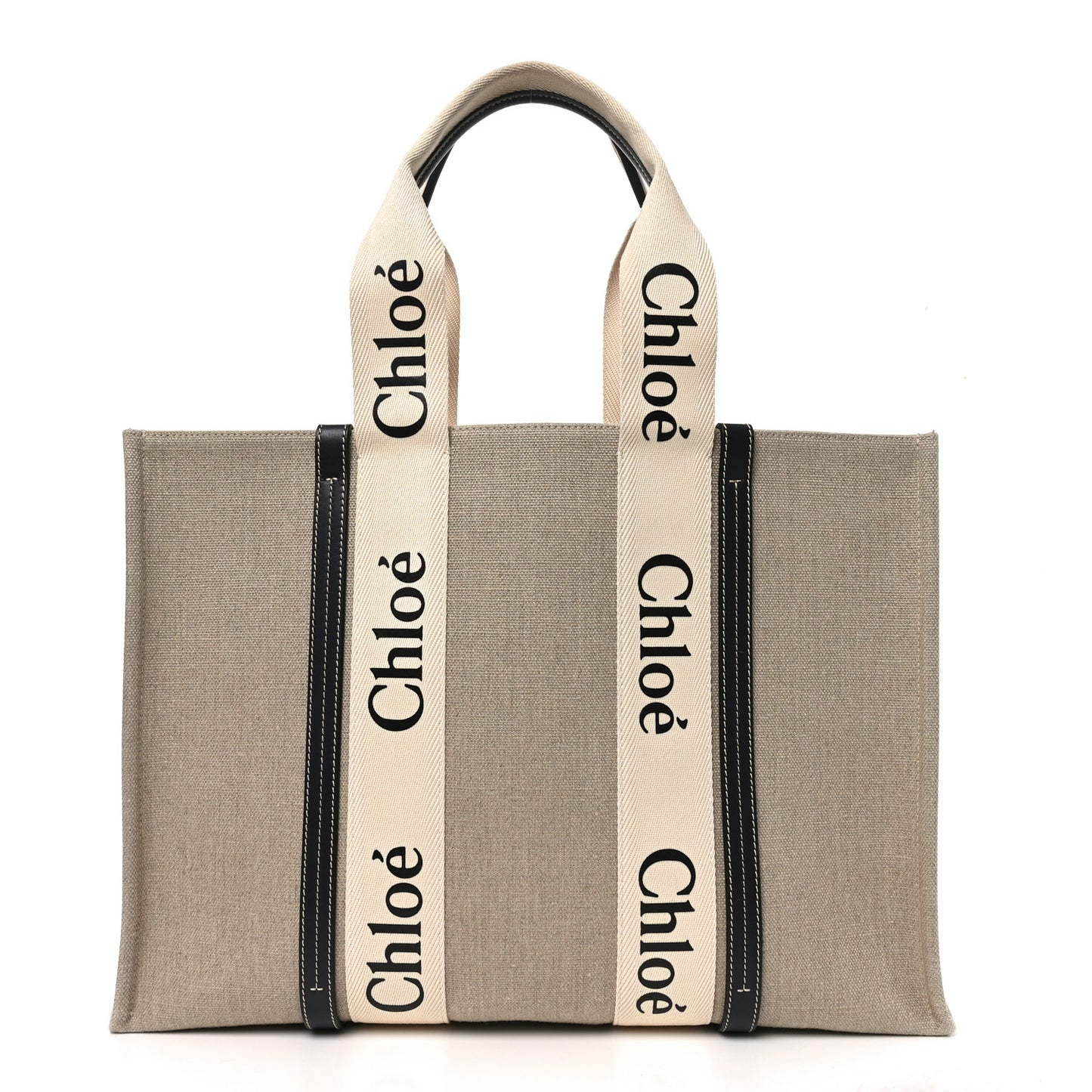 Cotton Calfskin Large Woody Ribbon Tote White Blue