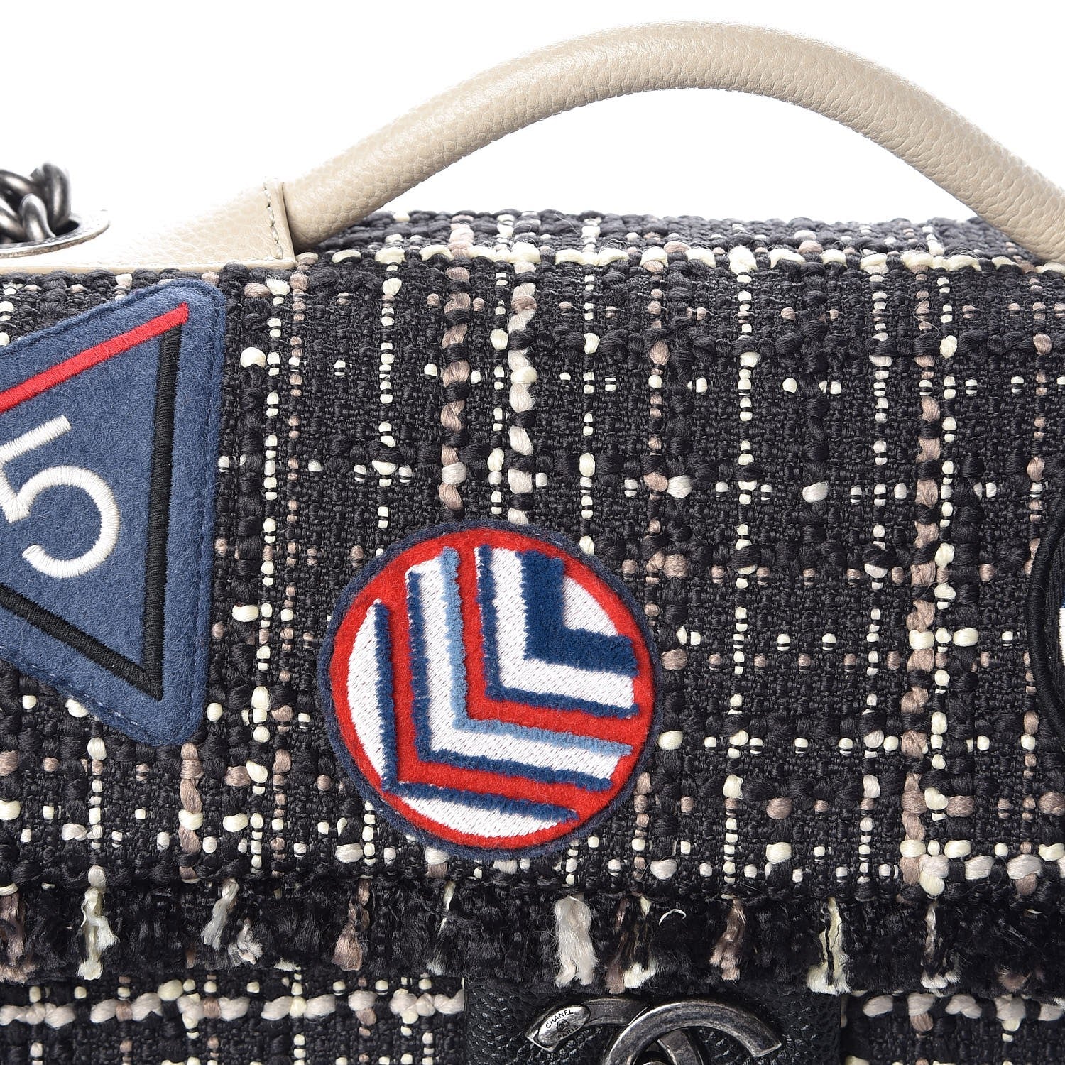 Chanel Tweed Trip Top Handle Flap Black 9 of 10