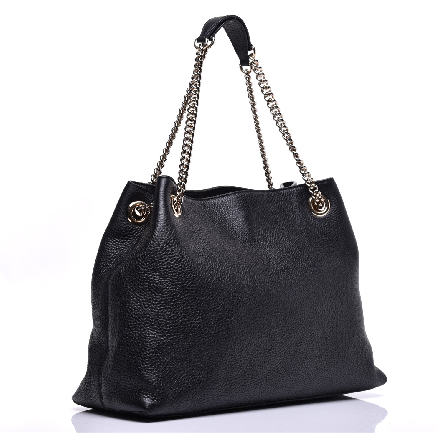 Gucci Pebbled Calfskin Medium Soho Chain Shoulder Bag Black 3 of 9