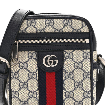Gucci GG Supreme Monogram Textured Calfskin Web Mini Ophidia Messenger Beige Blue 8 of 10