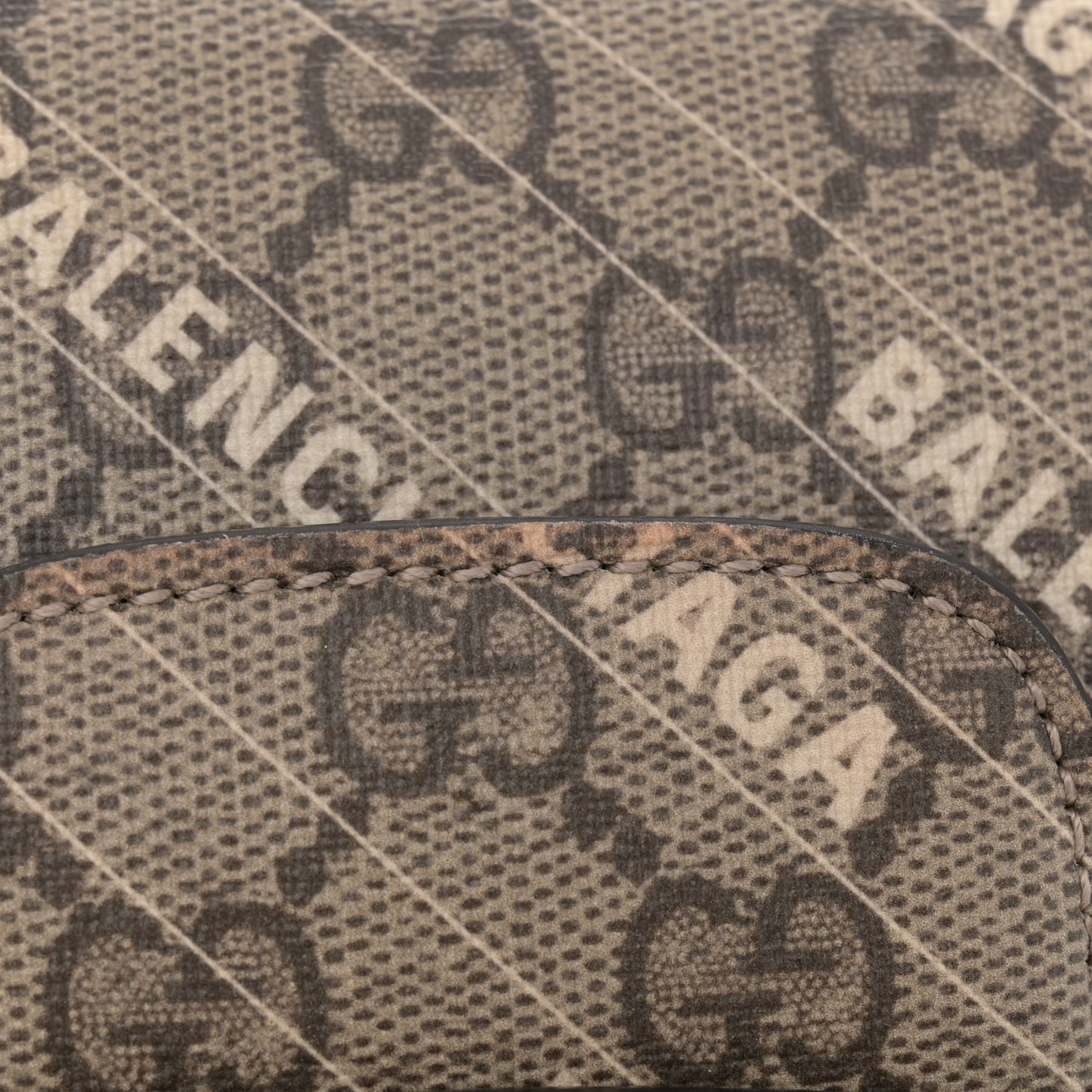 X BALENCIAGA GG Supreme Monogram Web Logo Print Mini Horsebit 1955 Shoulder Bag Beige Ebony