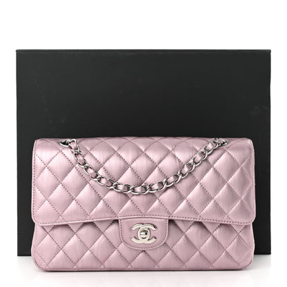 Chanel Metallic Calfskin Quilted Medium Double Flap Purple 11 of 11