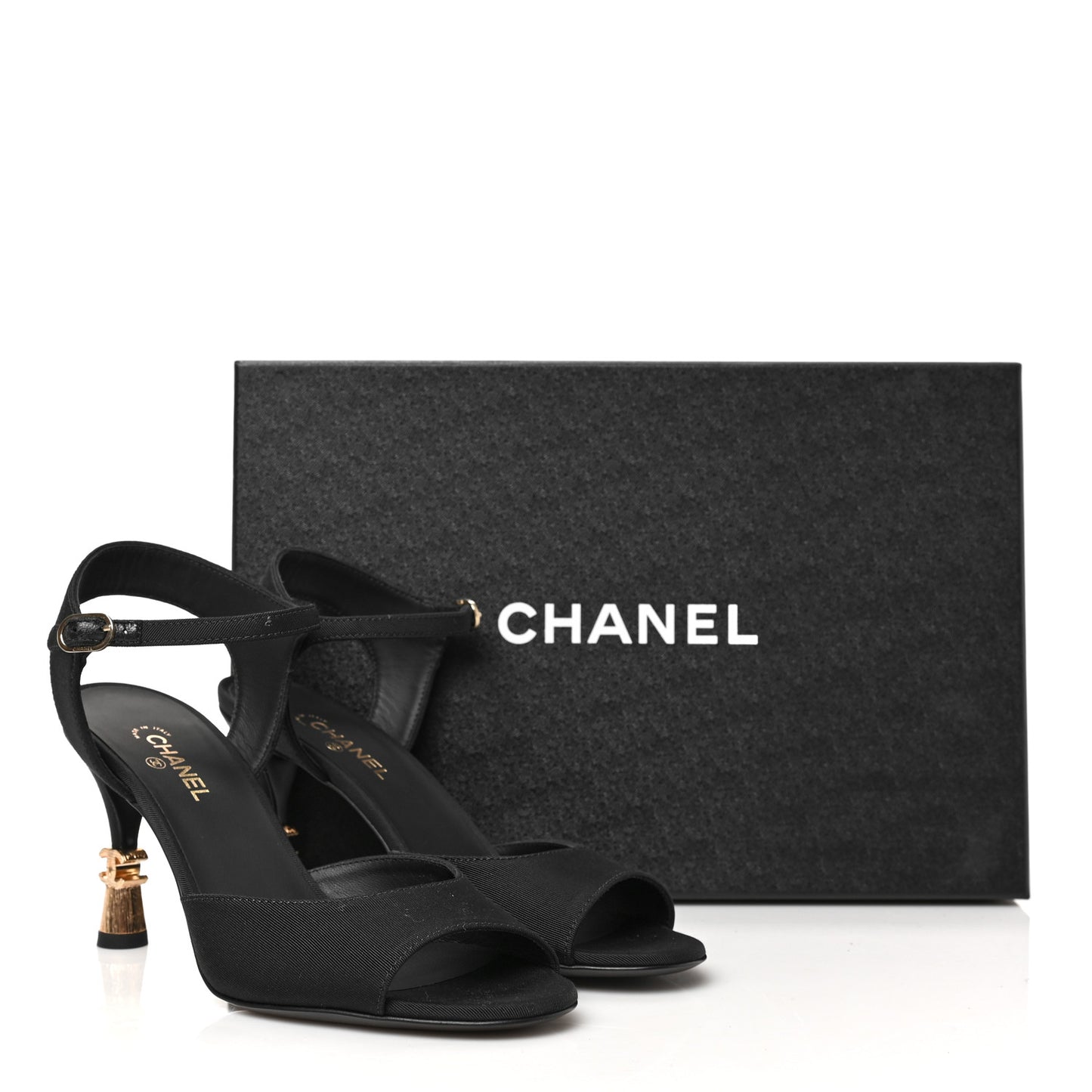 Grosgrain Metal CC Sandals 36.5 Black