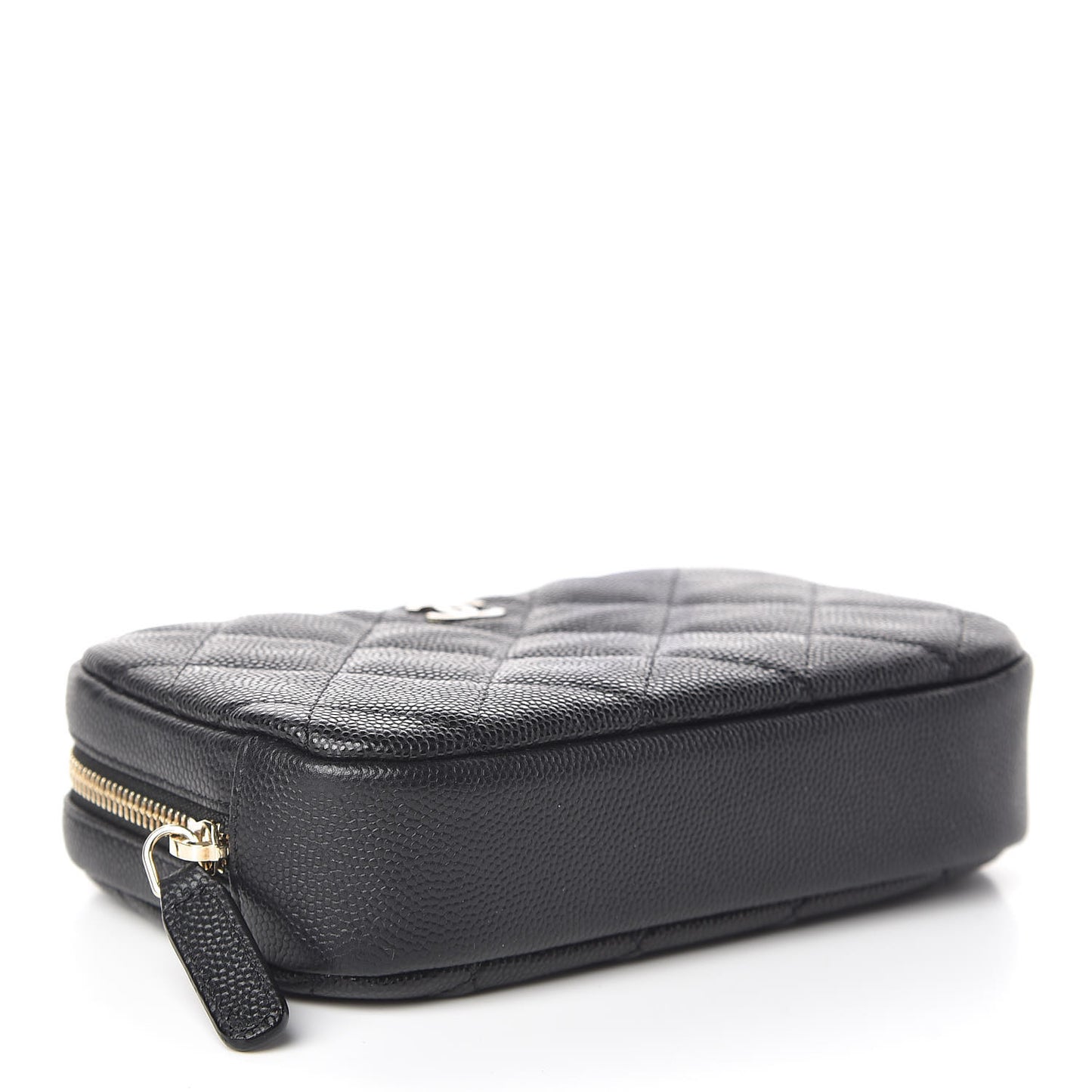 Caviar Quilted Small Curvy Pouch Cosmetic Case Black