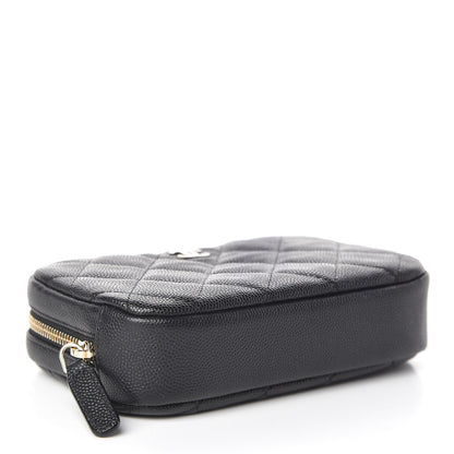 Chanel Caviar Quilted Small Curvy Pouch Cosmetic Case Black 4 of 8