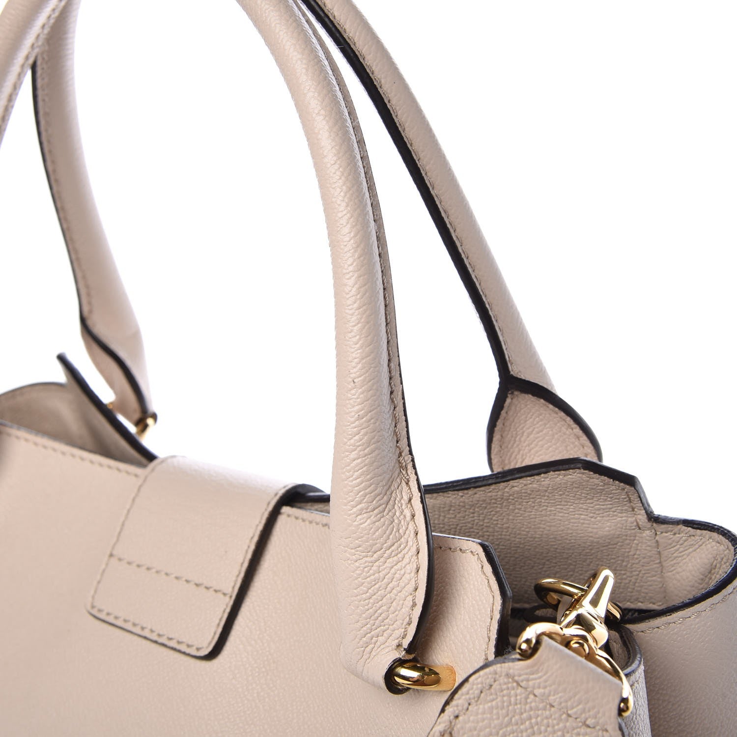 Burberry Soft Grain Calfskin Medium Buckle Tote Limestone 11 of 13