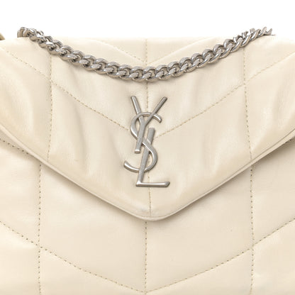 Saint Laurent Lambskin Quilted Mini Loulou Puffer Monogram Chain Satchel Crema Soft 8 of 16