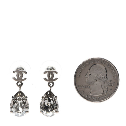 Chanel Crystal CC Tear Drop Earrings Silver 2 of 3