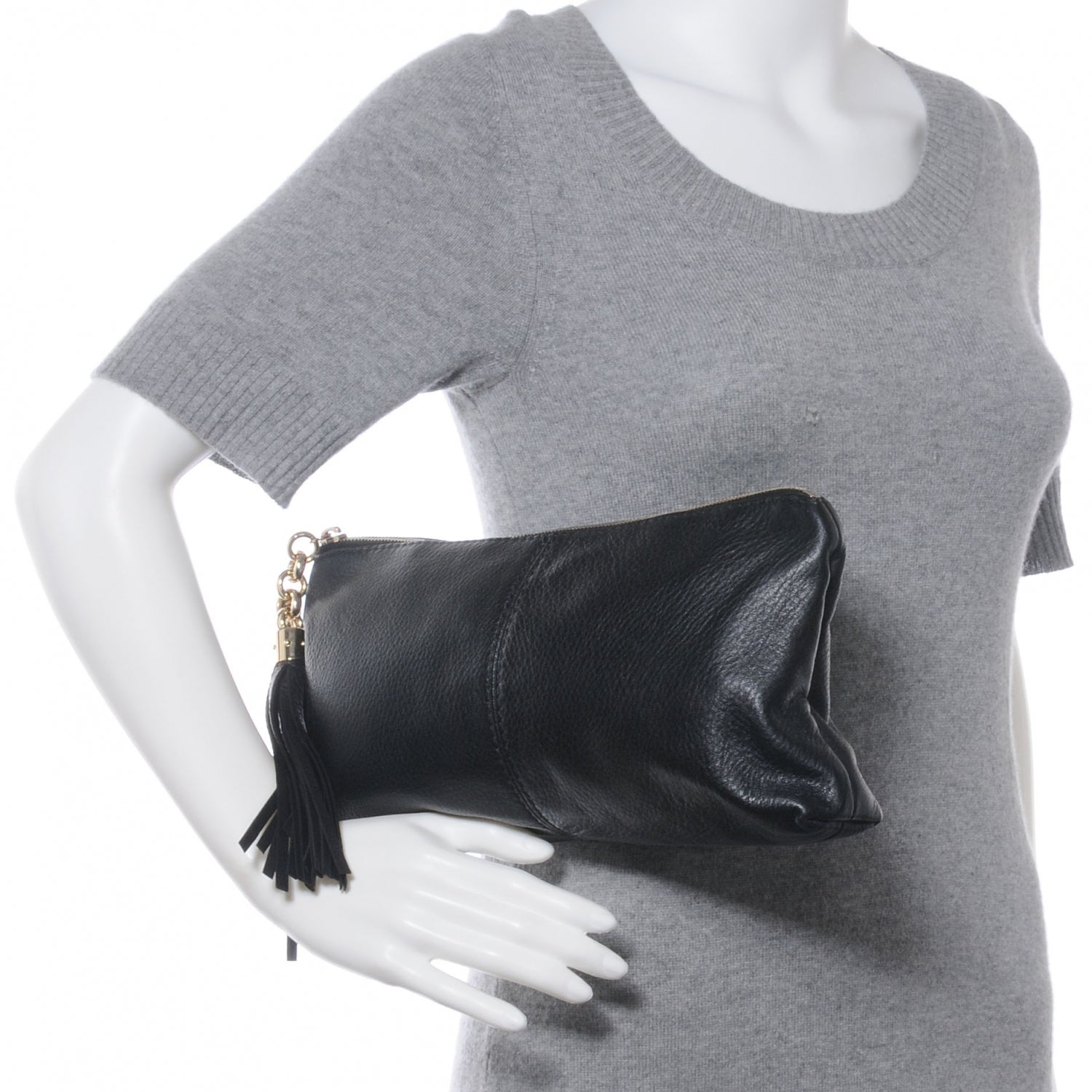 Gucci Leather Sienna Tassel Small Clutch Black 2 of 7