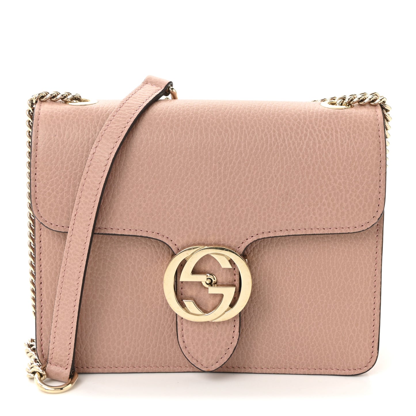 Dollar Calfskin Small Interlocking G Shoulder Bag Soft Pink