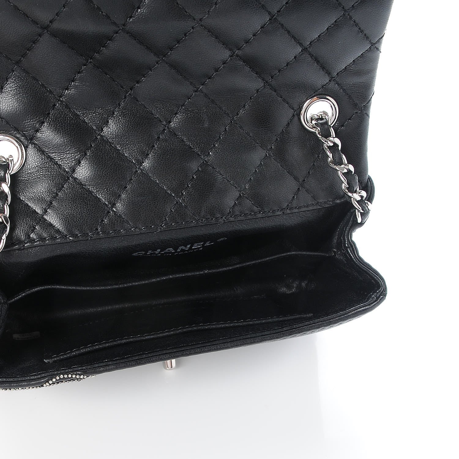Chanel Lambskin Studded Camellia Embroidered Mini Rectangular Flap Black 5 of 13