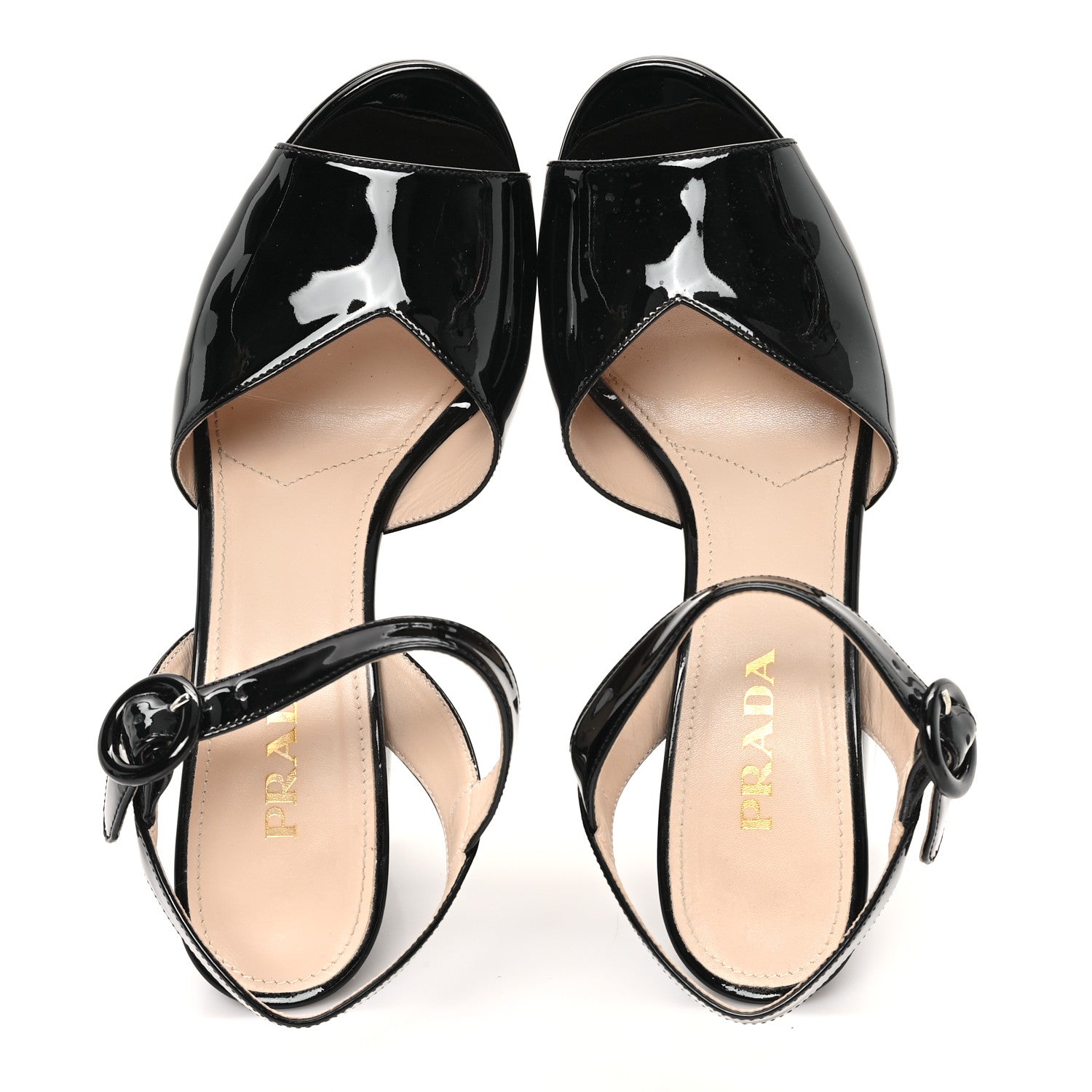 Prada Vernice Platform Sandals 37.5 Black 2 of 10