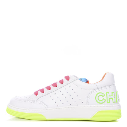 Chanel Calfskin Womens Logo Sneakers 38.5 White Multicolor 1 of 9