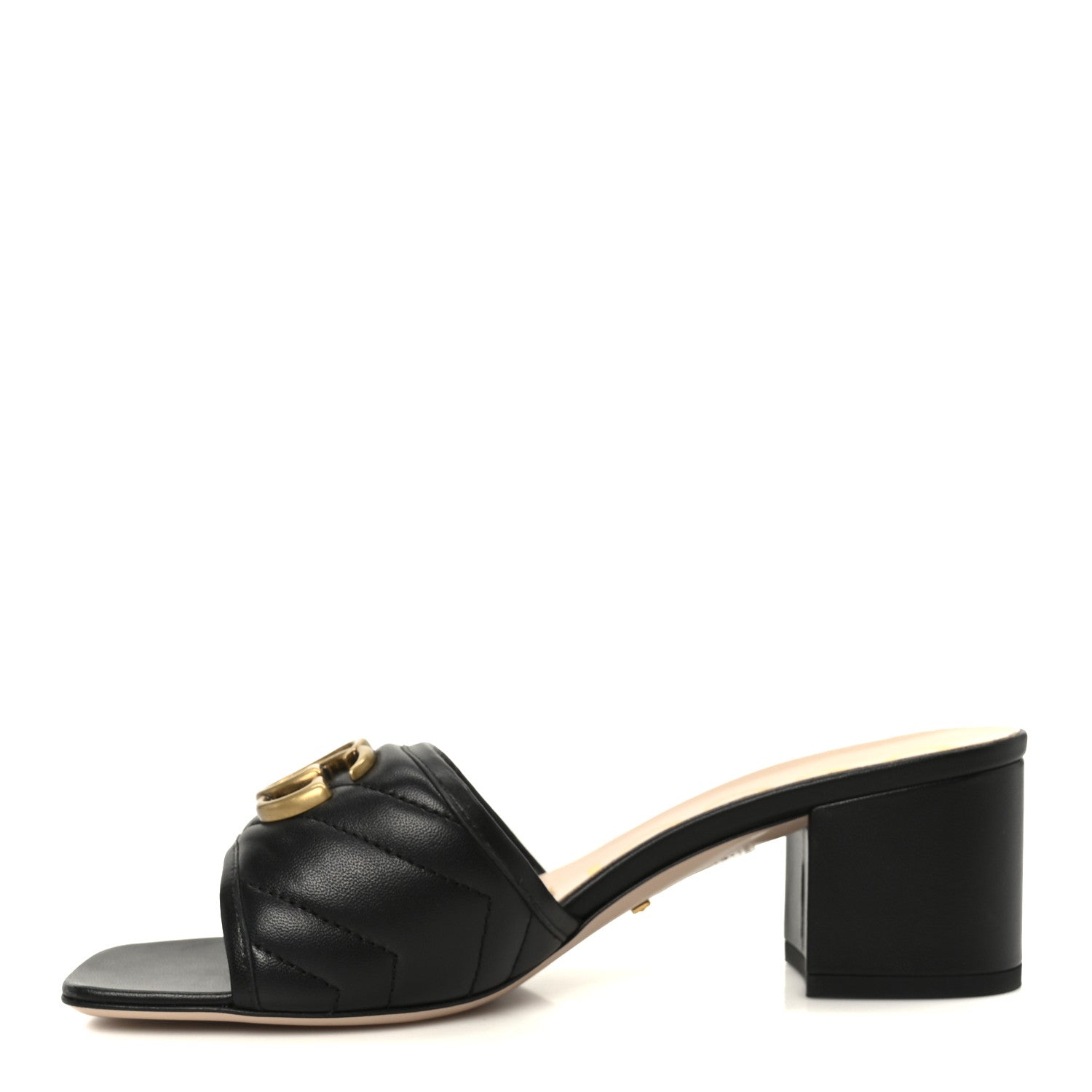 Gucci Nappa Matelasse GG Marmont 55mm Slide Sandals 37 Black 1 of 11