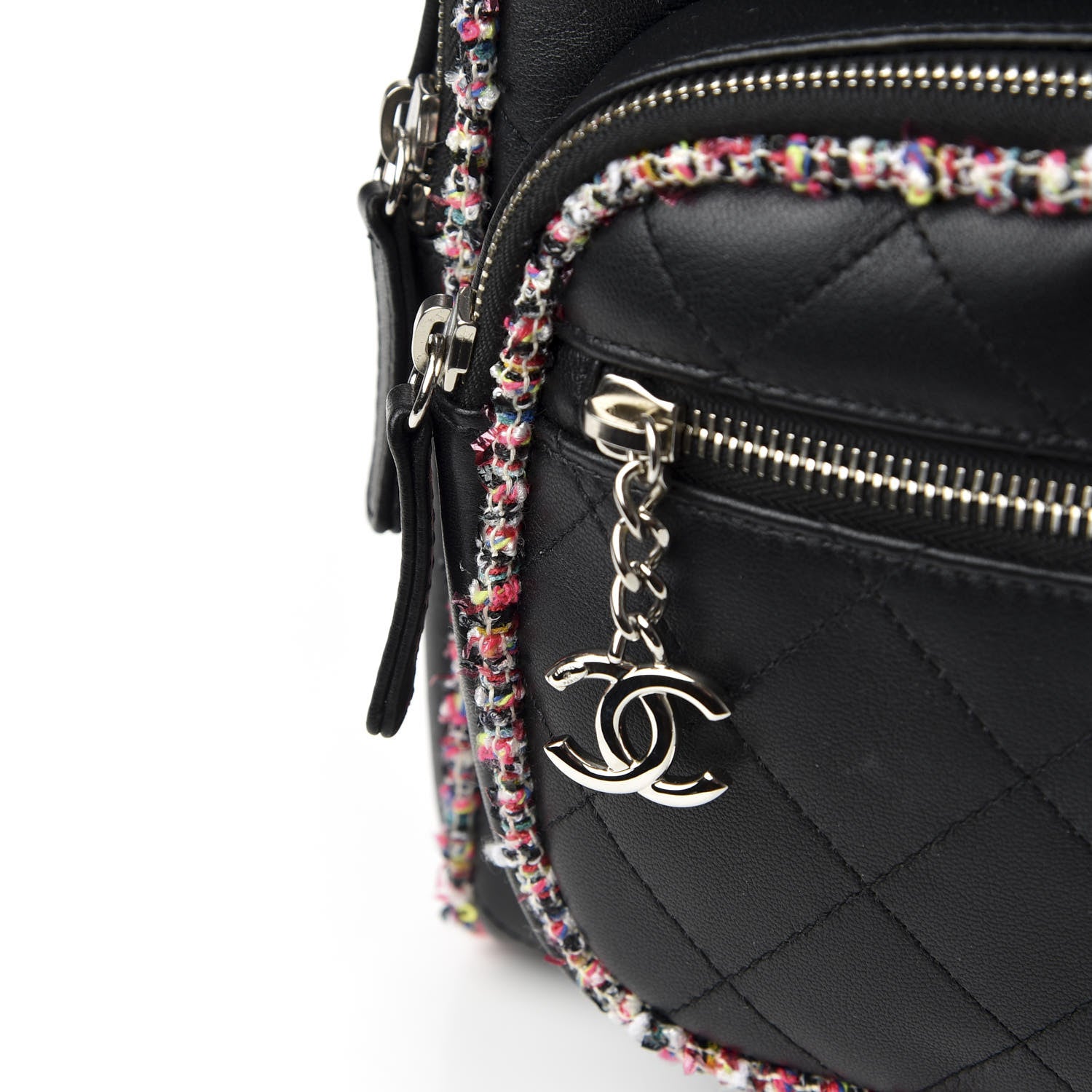 Chanel Lambskin Tweed Quilted Elegant Trim Backpack Black 7 of 10