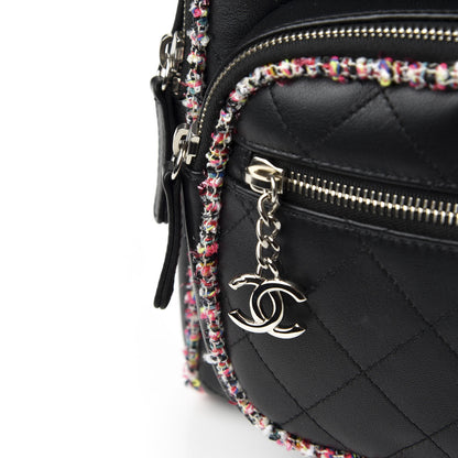 Chanel Lambskin Tweed Quilted Elegant Trim Backpack Black 7 of 10