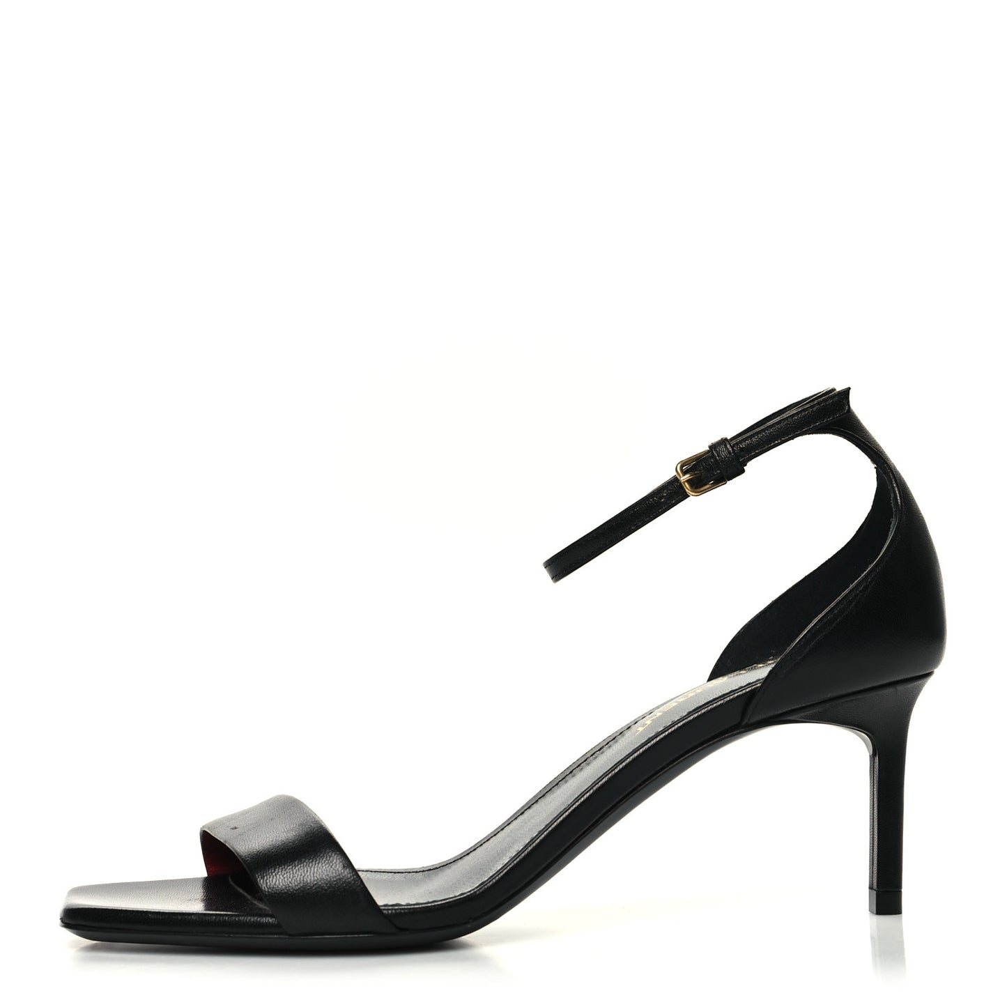 Calfskin Tripon Amber 85 Ankle Strap Sandals 35.5 Black