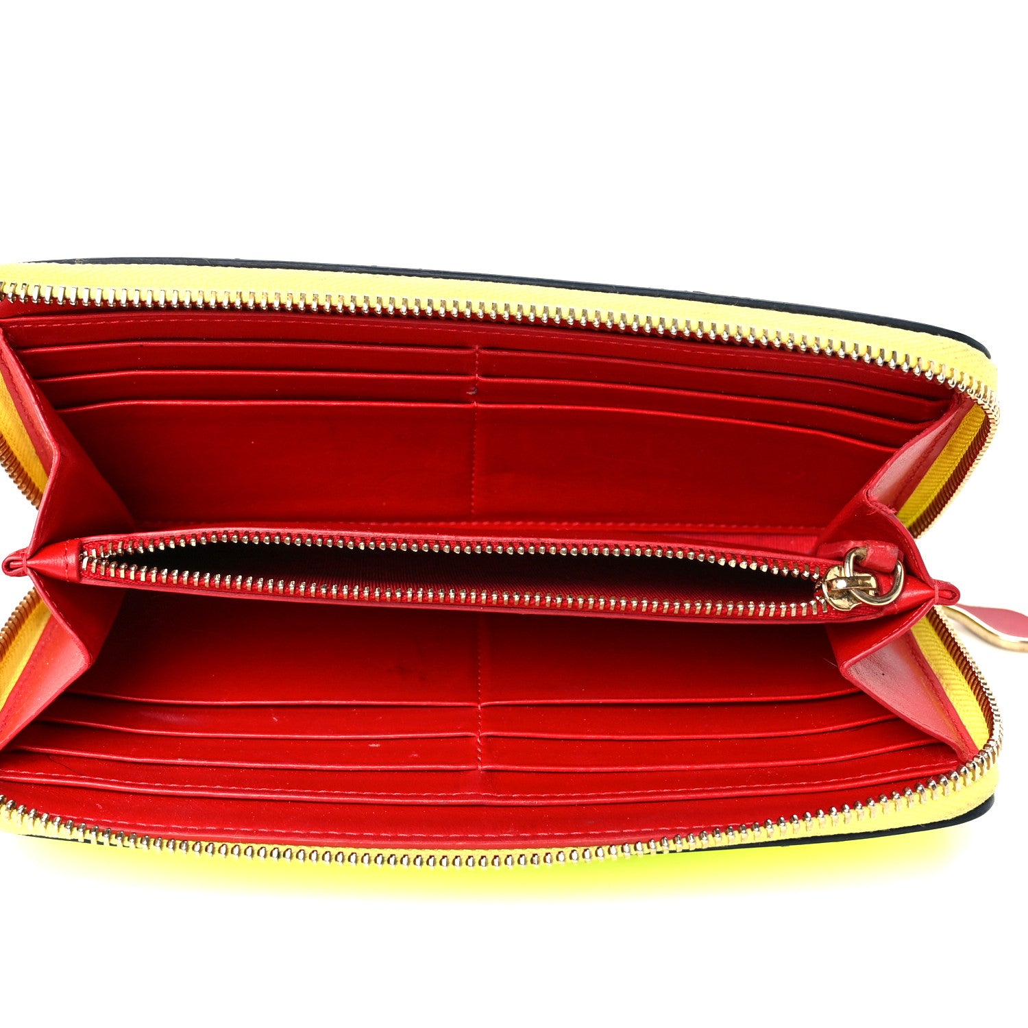 Christian Louboutin Patent Panettone Spiked Zip Around Wallet Neon Yellow 4 of 11
