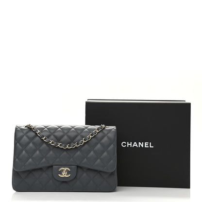 Chanel Caviar Quilted Jumbo Double Flap Grey 11 of 11