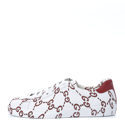 Gucci Calfskin GucciGhost Print Mens Ace Sneakers 9 White Hibiscus Red 1 of 8