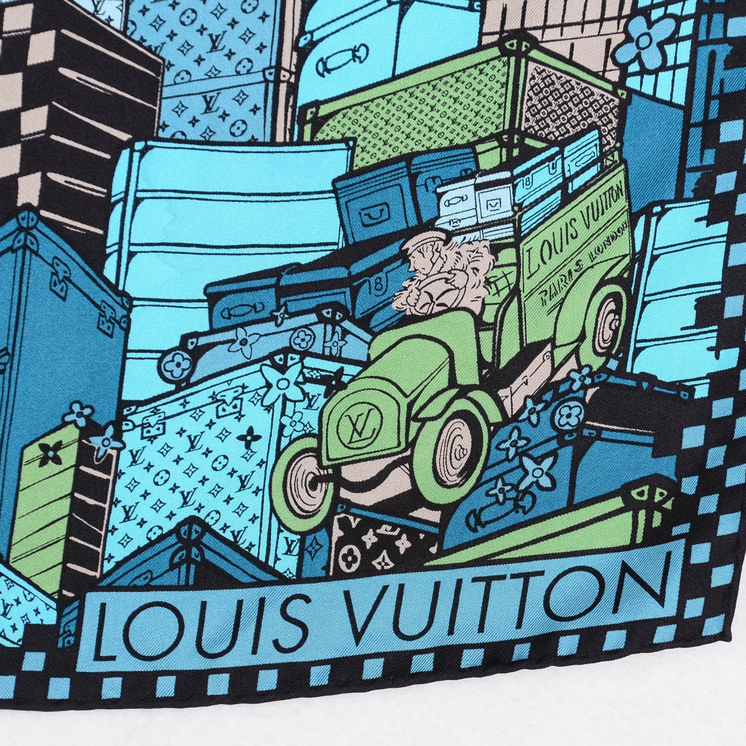Louis Vuitton Silk Carre Downtown Square Scarf Blue 3 of 5