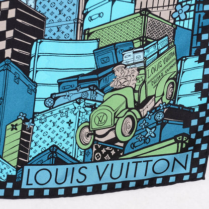 Louis Vuitton Silk Carre Downtown Square Scarf Blue 3 of 5